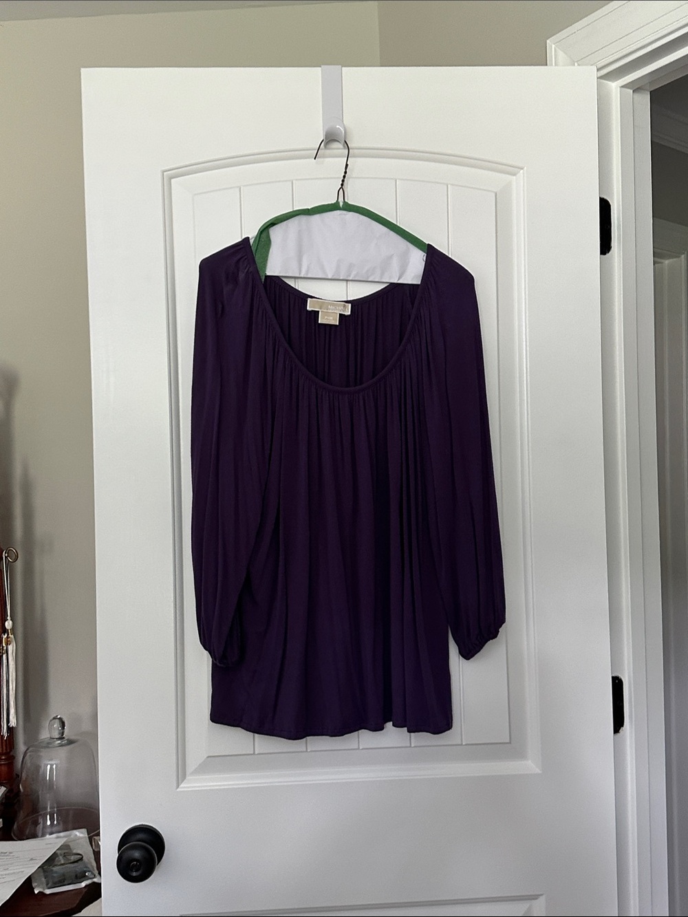Michael Kors Deep Purple Pleated Scoop-Neck Blouse